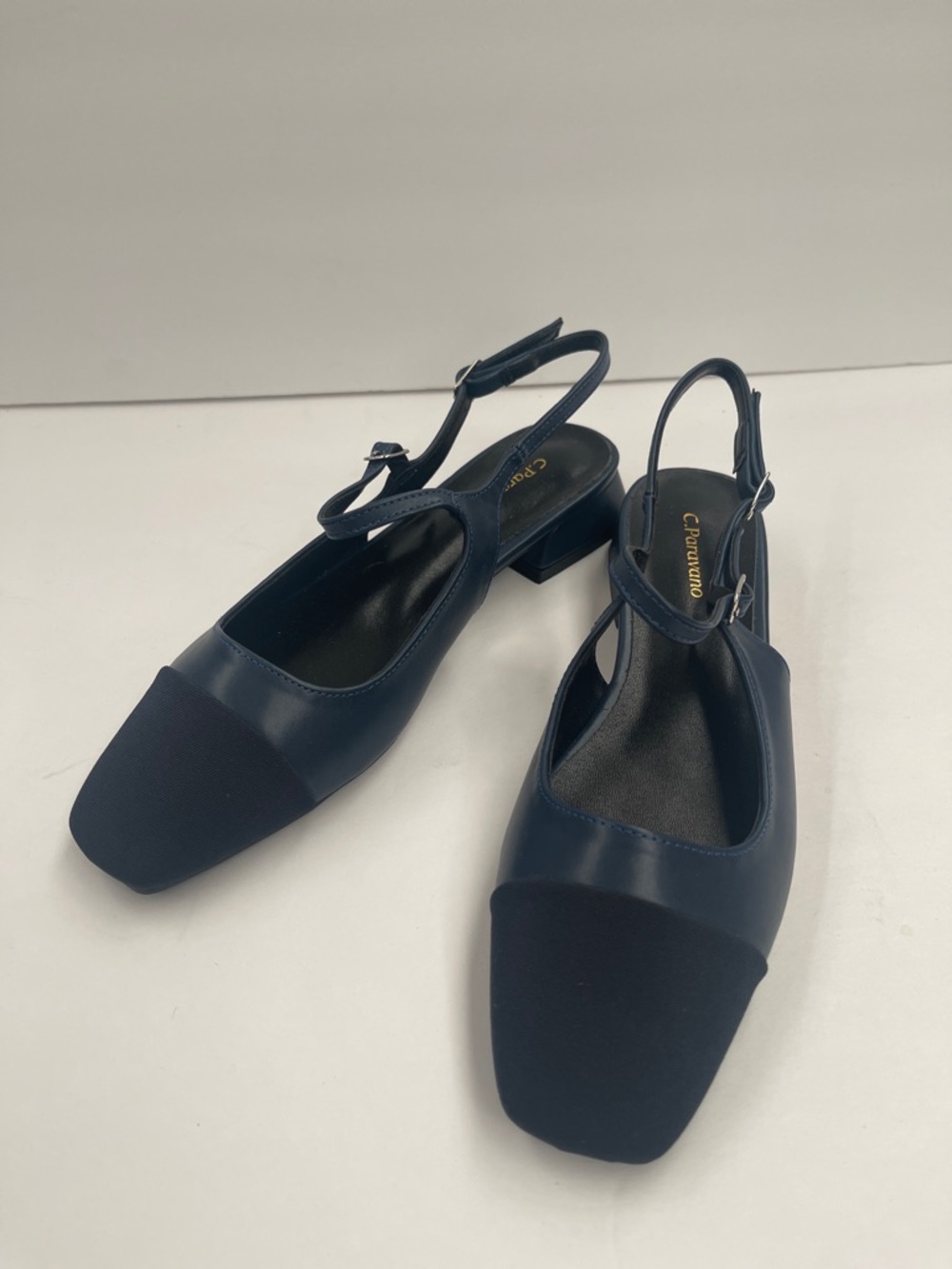 Navy C Paravano Square Toe Slingbacks Size 38